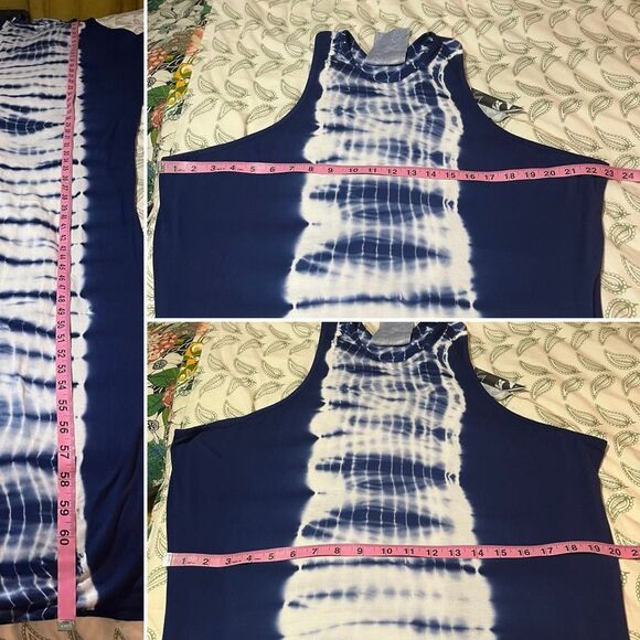 Young Fabulous & Broke Tie Dye Racerback Draped Armholes Maxi Dress Blue M NWT - Picture 8 of 8